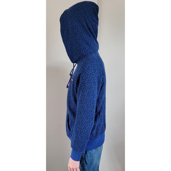 Women's Levis Blue Green Leopard Print Hoodie Pullover Size XS - Picture 3 of 5